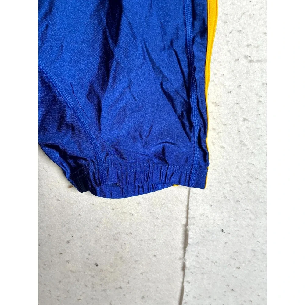 Adidas Wrestling Singlet Mens Medium Blue Yellow 3-Stripes Sleeveless Round Neck